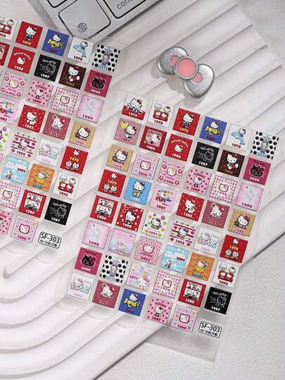 Cubic Stickers, Cute DIY Cat Square Background Stickers, 6D Embossed 3D Cartoon Phone Case Stickers, Decorative Stickers, Desktop Decorative Stickers, Notebook Decorative Stickers, Cup Stickers, Multi-Purpose Cute Stickers (Some Styles May Have Color Differences, Random Delivery)