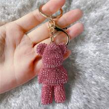 Fully Rhinestoned Bear Keychain, Luxury Sparkling Bag Charm Pendant, Cute Birthday Gift, Car Key Chain, Girlfriend/Valentine's Day Present - Multicolor - View 9