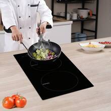 Electric Cooktop, 2 Burners, 12" Induction Stove Top, Built-In Magnetic Cooktop 1800W, 9 Heating Level Multifunctional Burner, LED Touch Screen W/ Child Lock & Over-Temperature Protection - 黑色 - 查看 9