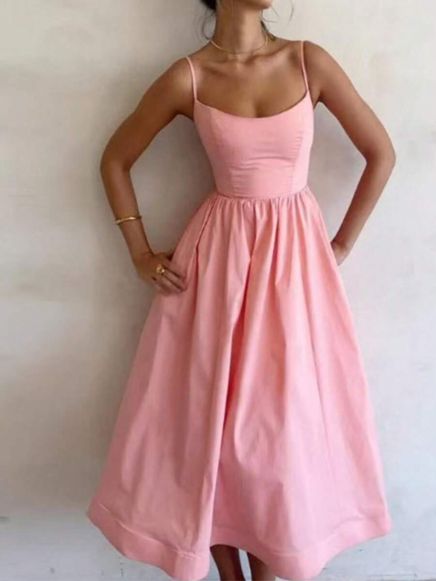 (Semi-Sheer)Elegant  Party    Backless  Zipper  Lace Up    Wedding    Vestidos De Mujer Casual - Baby Pink - View 1