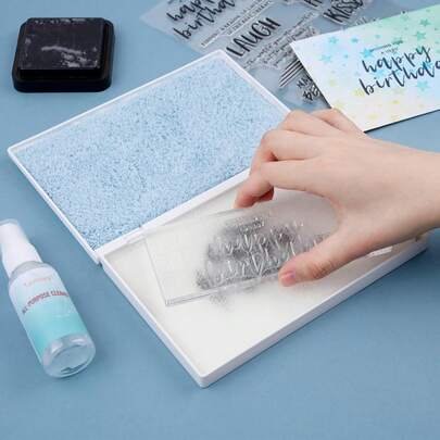 7.3 X 4.9 Inch Double-Sided Synthetic Brush Stamp Cleaning Pad, Suitable For Cleaning Various Stamp Tools, Stamp Attachment And Foam Cleaning
