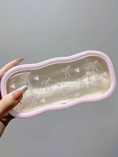 Transparent Magnetic Glasses Case With Pink Bow Pattern, Portable Storage Box Resistant To Compression, Suitable For Glasses, Lipstick, Keys, Great Gift For Teachers, Mothers, Girls, Sisters, Friends On Holidays, Birthdays, Anniversaries, Weddings