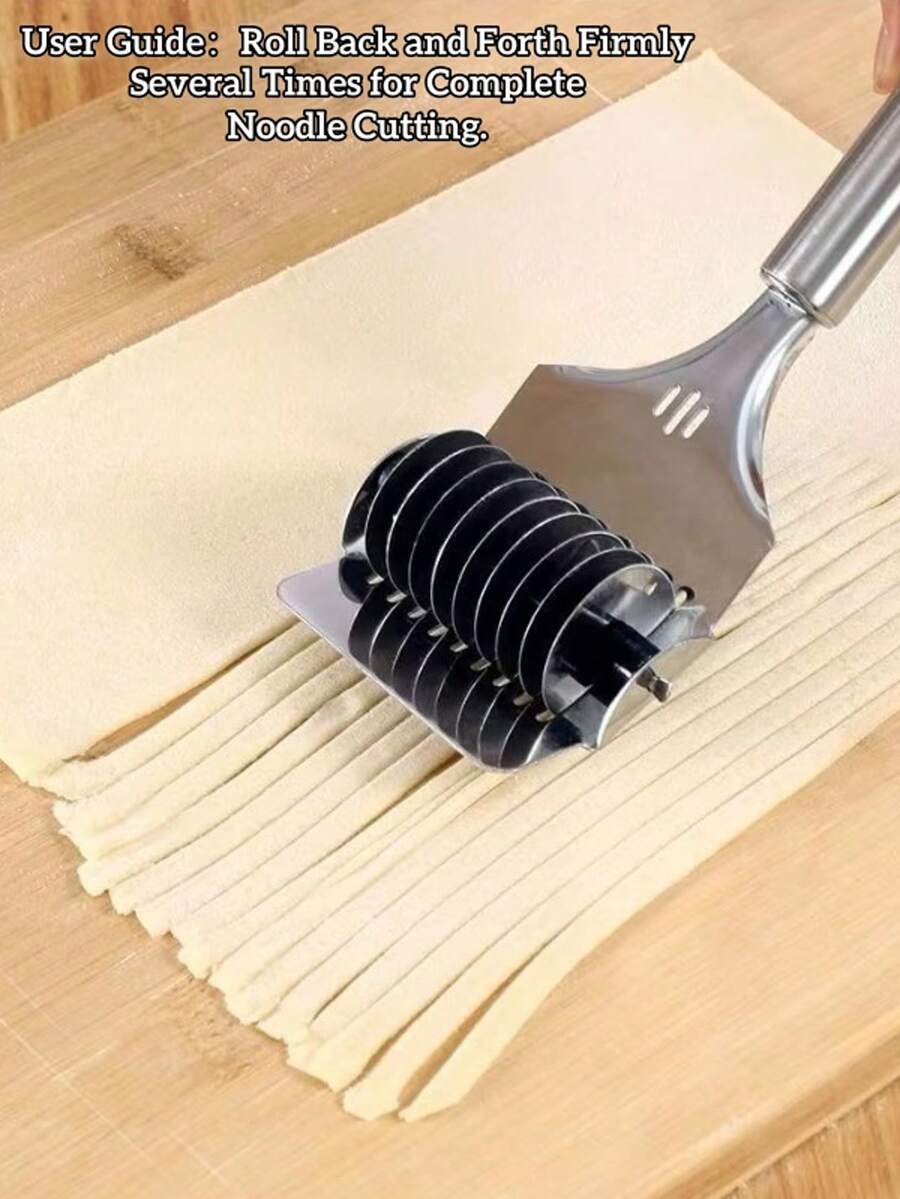 1pc 8.8 Inch Pasta Cutter, Stainless Steel Spaghetti Cutter, Handheld Dough Cutter, Pasta Extruder, Italian Pasta Maker, Pasta Lattice Roller, Kitchen Cooking Handheld Dough Cutter (Random Color And Style)