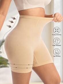 1pc High Waist Tummy Control Shapewear Panty For Women, Waist Trainer Slimming Briefs - Apricot - View 1