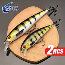 2pcs Colorful Sinking Minnow Fishing Lures-Realistic Design Artificial Baits With Vibrant Patterns For Freshwater Saltwater Fishing - Multicolor - View 7