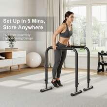 ShiningLove Heavy Duty Dip Bar Station 440LBS, Adjustable Height 32-36", Portable For Home Gym Calisthenics - Black - View 8