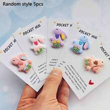 1pc/5pcs Cute Easter Bunny Pocket Hug Cards, Easter Cards, Inspiring Small Gifts For Easter, Adorable Mini Souvenirs, Uplifting Bunny Pocket Hug Cards - Multicolor - View 9