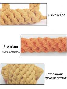 编织绳环狗狗磨牙玩具 – 中大型犬互动磨牙玩具，黄色 - 彩色 - 查看 5