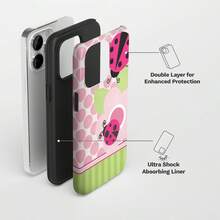 Premium  16 Plus Case High-Quality Ladybugs Flowers Polka Dots Pattern That Won't Peel Off Hybrid Shock-Resistant Protective Case High-Quality Apple Phone Case - Nhiều màu - Xem 6