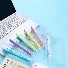 1pc A6 Transparent Portable File Folder, Candy Macaron Color Shell Options, Refillable Notebook, Transparent Interior, PP Material, Suitable For DIY Sticker Books, Handwriting, Or Storing Idol Photos, Cards, Small Items. Also Can Be Used As Loose-Leaf Notebook, Sealed Notebook, School Supplies, Student Binder - One Size - View 2