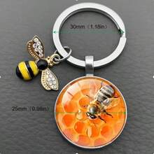 Medvang 1个休闲锌合金蜜蜂钥匙扣，适合春夏佩戴 - 復古銀色 - 查看 2