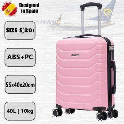 55x40x20cm Bagage cabine ABS+Polycarbonate (40L) Valise rigide avec 4 roulettes 360° , Serrure à combinaison - 20 pouces - Noir/Bleu marine/Jaune/Vert menthe/Or rose/Vert/Rose clair/Turquoise
