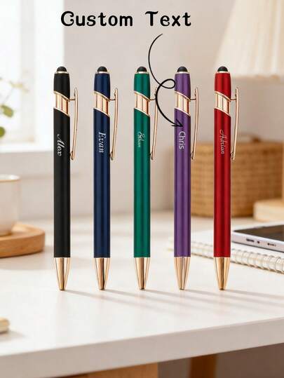 1/2/5pcs Custom Metal Ballpoint Pens, Customized Name Labels; Personalized Ballpoint Pens; Ballpoint Pens With Touch Function, Custom Fun Nurse Pens; Customizable Couple Pens; Teacher Pens; Smooth Writing Ballpoint Pens; Business Engraved Ballpoint Pens; Suitable For Birthday Gifts, Teacher's Day, Office Use; Perfect As Creative Gifts For Him/Her, Student Supplies, Employee Gifts, Back To School, School Season