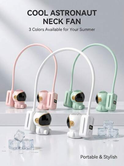GICOOK Spaceman Portable Neck Fan, Neck-Mounted Fan, USB Fan, 3-Speed Adjustment With Time Display, Brushless Motor, Compact And Adjustable Wind Direction. USB Mini Cooling Fan, Rotatable And Silent Office And Household Fan, Suitable For Family, Bedroom, Dormitory, Summer Gifts For Indoor And Outdoor Use.