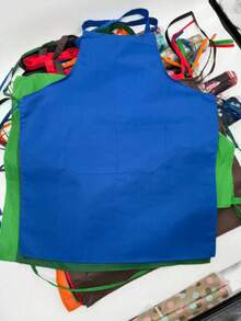 Polyester Apron With Wide Trim, Minimalist Black Apron With Pockets - A - View 8