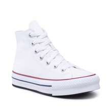 Converse Zapatilla Eva Plaform Alta Lona GS Blanco para niña, con plantilla SmartFOAM acolchada y detalles clásicos Chuck Taylor All Star. La entresuela de plataforma de espuma EVA brinda comodidad y estilo elevado. Ideal para un look urbano y juvenil. - Blanco - Ver 2