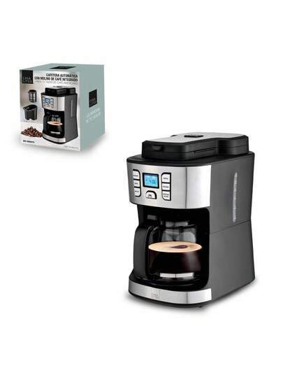 Casa Litus Cafetera con Molino Integrado para Café en Grano o Molido, Programable para 2–12 Tazas