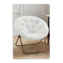 1pc Iron Sheet Painting Signboard Metal Sign 20*30cm Wall Decoration, Cozy White Faux Fur Saucer Chair With Gold Metal Frame Stylish Accent Chair For Bedroom Living Room Dorm Home Office Metal Decorative Chair Hanging On The Wall - 1PC - 查看 1