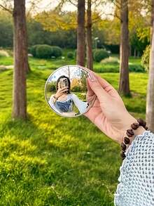 Tragbarer Handhandspiegel mit Blumendekoration - Glatter Kunststoff Selfie-Spiegel, kompakter runder Fotorequisit geeignet für Vlogging, Fans und Social-Media-Fotos - Reiseessentiell - Verschiedenfarbig - Übersicht 6