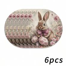 4 pezzi di tovagliette pasquali, con simpatico motivo a coniglio e decorazioni floreali, adatte per feste, pranzi, decorazioni natalizie e decorazioni pasquali. Dimensioni: 38*38cm, adatte per decorazioni stagionali domestiche, decorazioni tavola per le feste, stile country, materiale lavabile, ideali per decorazioni tavola per le feste e intrattenimento domestico, ottimo anche come regalo. - Multicolore - Visualizzare 25