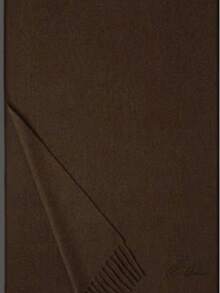 Plain Polyester Pashmina Scarf Weighing 120g-150g With Fringe, Unisex. - Brown - View 2