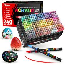 240色丙烯颜料马克笔套装，笔头柔软，自动上墨，色彩鲜艳，可堆叠，覆盖力强，适用于陶瓷、织物、木材、画布、玻璃、鸡蛋、石头绘画和DIY工艺品制作。 - 彩色 - 查看 13