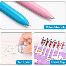 8 - Pack Multicolor Ballpoint Pens With Stylus Tip - 4 Colors In One Red, Blue, Black, Green 1.0mm Smooth Writing Planners - 8 - View 6