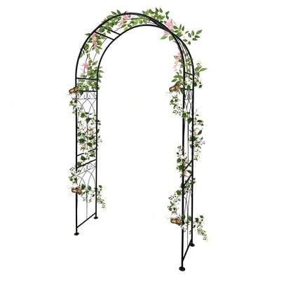 Yiwa Heavy Duty Metal Garden Arch Trellis Arbor - Black Outdoor Arch Frame - Great For Climbing Plants, Weddings & Events - Sturdy Pergola For Patio & Lawn