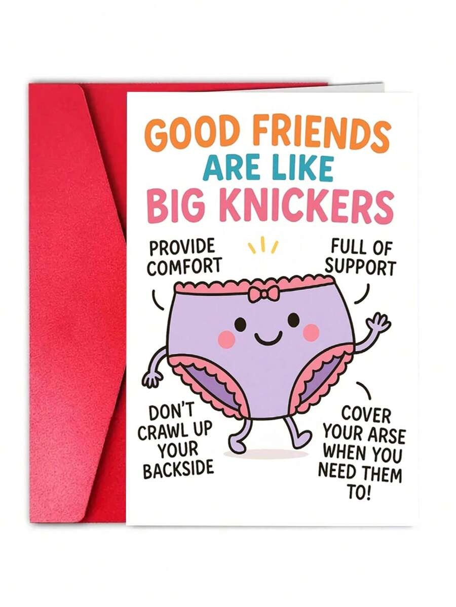 1张搞笑闺蜜生日贺卡，送给女性朋友，幽默设计：闺蜜就像大号内裤 - 查看 1