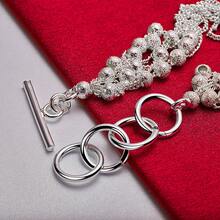 925 Sterling Silver Plated Matte Bead Ball Chain Grapes Bracelet For Woman Wedding Engagement Party Jewelry - Silver - View 4