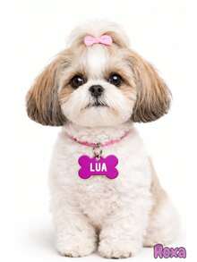 Personalized Pet ID Tag For Dogs And Cats, Laser Engraved On Metal And MDF. - Purple - View 3