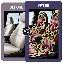 Universal Car Seat Cover | Leopard Cherry Bow Design,  Vehicle Seat Covers, Deformation-Resistant Polyester Fabric, Fits Sedans, SUVs, MPVs, All-Season Use, Quick To Install, Machine Washable - Kiểu 1 - Xem 7
