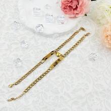 2pcs Customized Engraved Eye Design Stainless Steel Couple Bracelets, Laser Engraved DIY Couple Bracelet Gift - 2 Gold Items - View 5