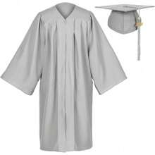 2026 Unisex Matte Graduation Gown And Cap Set With Tassel For Middle High School Bachelor - Gray - View 7