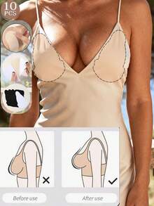 10片装一次性无纺布乳贴，葫芦形提拉胸垫，无肩带自粘亲肤隐形舒适防下垂防凸出 - 彩色 - 查看 1