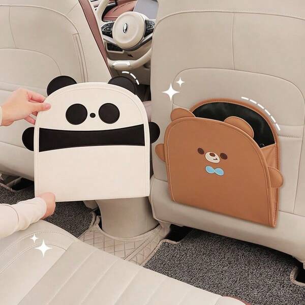 Foldable Car Trash Can, Cute Car Garbage Bag, Multi-Functional Rear Seat Organizer & Anti-Kick Mat