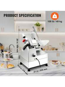 Automatic Meat Slicer, 540W  Slicer, 2 PCS 10" Stainless Steel Removable Blade, 0-15mm Adjustable Thickness, Child Lock Protection, Food Slicer Machine For Meat Cheese Bread For Home Use - Silver - View 7
