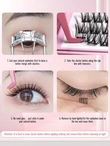36 Bundles 3 Rows D-Curl Pre-Glued Eyelash Clusters, DIY False Eyelash Clusters With Pre-Glue, Self-Adhesive Cluster Lashes No Glue Needed, 12-16mm Curled Lashes With Tweezers, Suitable For Christmas, Holidays, Valentine's Day - D - View 5