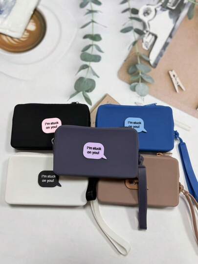 1-Piece I'm Stuck On You Solid Color Silicone Digital Storage Bag, Large-Capacity Travel Makeup Bag, Lipstick Bag, Coin Purse, Pouch Organizer, Can Store Phone, Data Cables, Headphones, Power Bank, Etc., Multifunctional Small Item Storage Bag, Lightweight And Portable / Simple And Stylish / Convenient Storage / Easy To Clean. Charger Storage Box / Cable Organizer / Power Bank / Phone Charger