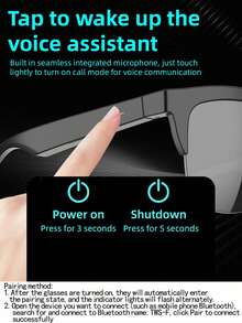 Wireless Smart Sound Multi-Function Bluetooth Glasses, With Wireless Calling, Music Playback, HIFI Sound Quality, HD Lenses, Touch Control, Long Battery Life, Unisex Design And Rechargeable Technology Wireless Smart Glasses Headphones - Black - View 8