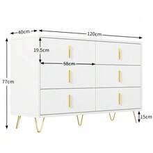 Elegant Sideboard With A Modern Design, Chest Of Drawers And Plenty Of Storage Space, Gold Handles - White+Gold - View 2