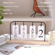 One Wooden Desktop Permanent Calendar With Metal And Wooden Month/Date Display, Gold Finish, Reusable, Suitable For Teachers, Students, Office Workers, Offices, Classrooms, Studies, Home, Desktop Decoration, Classroom Supplies, Country Style Decor, Teacher Appreciation Gift, Teacher's Day Gift, Birthday Gift, Holiday Gift, Desktop Organizer. - Multicolor - View 13