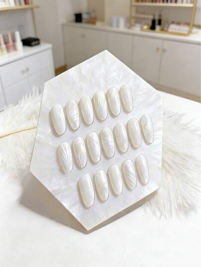 1 件方形和六边形贝壳纹理美甲展示板，亚克力美甲摄影背景道具，美甲样品架装饰展示板，美甲色卡工具