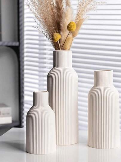 Jarrón de ratán minimalista moderno en color blanco, maceta/macetero de estilo bohemio de madera, adecuado para mesa de comedor, estantería, porche, centro de mesa, sala de estar, dormitorio, excelente para el Día de la Madre, graduación, boda y talla grande