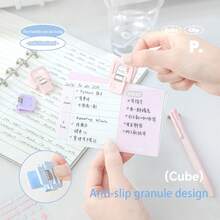 4pcs Colorful Mini Cube Clips, 180° Rotatable Hanging Clips With Stand For Memo, Snack Bags And Bookmarks - Multicolor - View 2