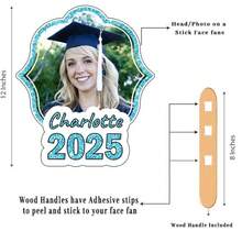 Personalized Face Fan With Wooden Handle Custom Photo Head Fan 2026 Graduation Birthday Party Favors Creative Celebration Prop - Color 1 - View 5