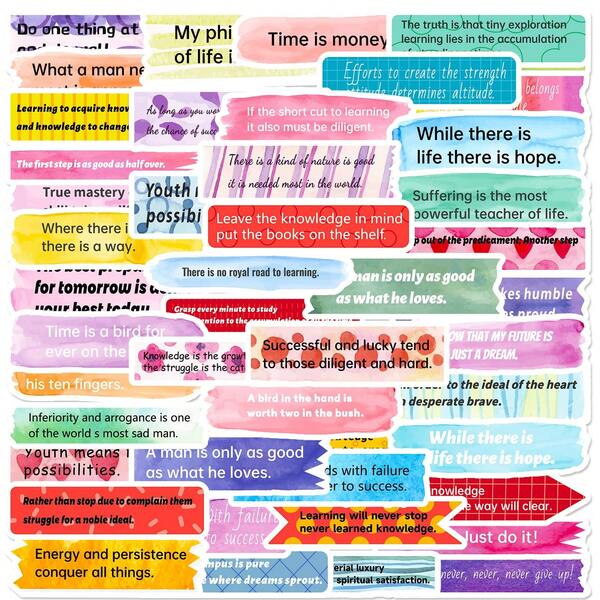 50pcs Inspirational English Quote Stickers, Waterproof Vinyl Decals Suitable For Water Bottles, Laptops, Notebooks, Diaries, Photo Albums, Phone Cases And Stationery, Motivational For Adults, Teens, Students, Teachers, Entrepreneurs, Office Workers, Applicable For Backpacks, Skateboards And Other Decorations