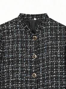 Spring & Autumn Casual Stand Collar Button Front Long Sleeve Jacket - Black - View 3