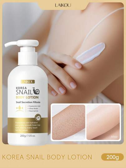 LAIKOU 1瓶韩国莱寇蜗牛保湿身体乳，200克，提拉紧致身体霜，深层滋养身体乳，适合所有肤质的女性，可用于SPA自我护理，也可作为送给女朋友的身体护理礼物