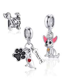 9pcs Silver Heart, Puppy, Rhinestone, Zinc Alloy & Resin DIY Accessories - Multicolor - View 4